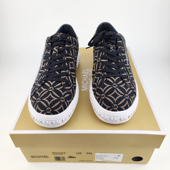 Michael Kors Grove Lace Up Jaquard Sneaker Husk Multi Choose Size New in Box - Picture 2 of 7